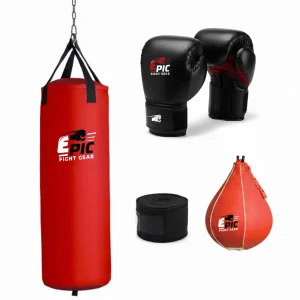 70lb Red Heavy Bag, Speed Bag, Glove and Wrap Bundle